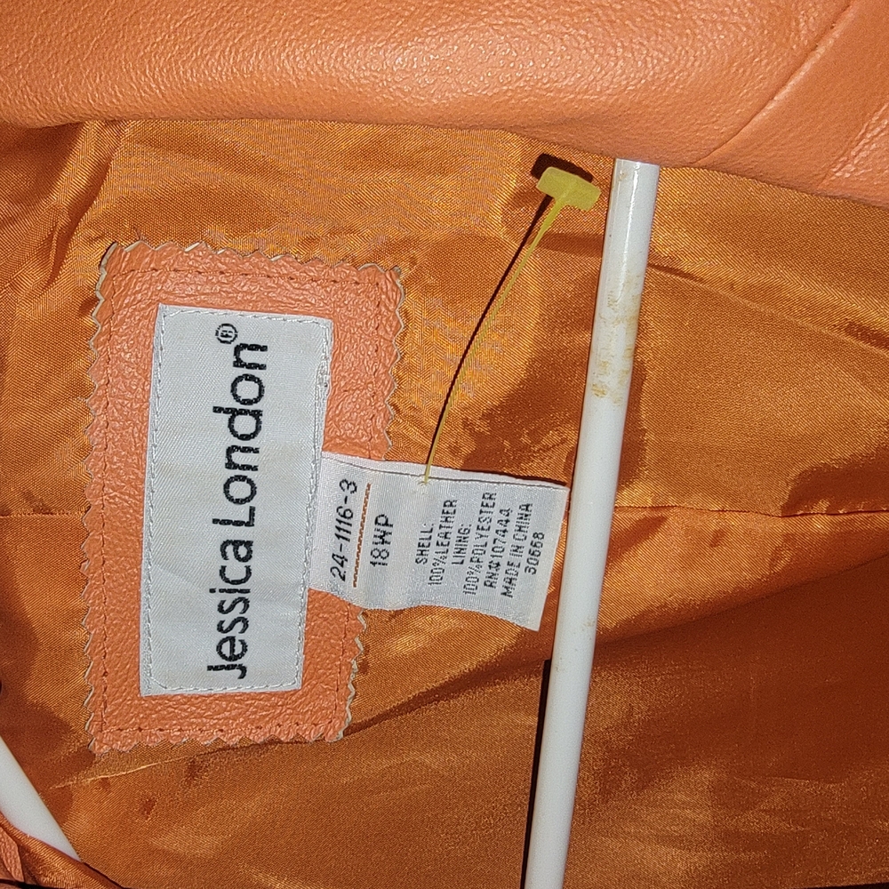 Jessica London Orange Leather Jacket